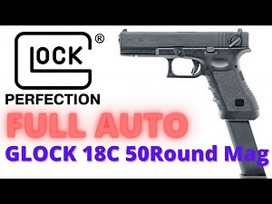 Glock 18C Full Auto with a 50 Round Extended Mag by Umarex Unboxing & Review. (Airsoft)