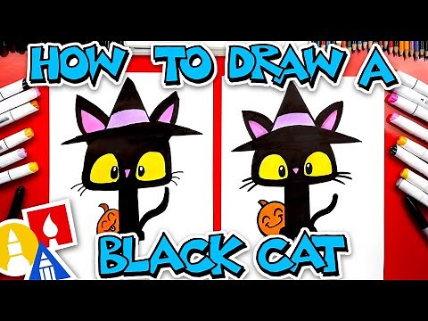How To Draw A Black Cat With A Witch Hat