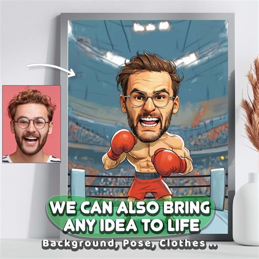 Personalized Boxer Caricature Gift, Custom Portrait From Photo to Cartoon, Digital Caricature for Sports Fans and Fun Fighting Fans - Etsy