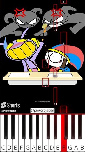 JAX kindness😊Pomni x Jax Heartwarming Moment in School (@pinkorojapan) - Octave Piano Tutorial