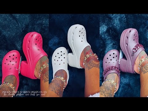 CROCS SIREN & SIREN CHAIN CLOG UNBOXING REVIEW & TRY ON HAUL | FT. ALL 4 COLORS | CROC PLATFORM HEEL