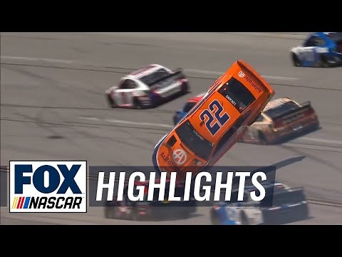 Joey Logano FLIPS after making contact with Denny Hamlin at Talladega | NASCAR ON FOX HIGHLIGHTS