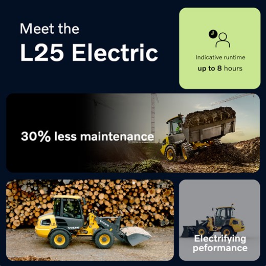 Add silence and power to your business with the L25 Electric compact wheel loader 🚜 🔌 ⚡ Get electric performance with zero emissions and an incredibly low noise level. ​Ready to transform your worksite 👉🏻 https://bit.ly/3xg9Uqx #VolvoCE #WheelLoader #eMobility #Electric #BuildingTomorrow | Volvo Construction Equipment Asia