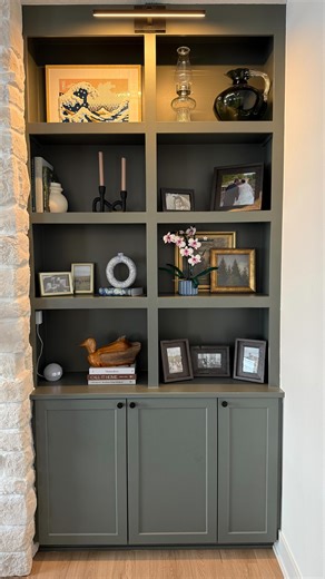 Tim & Calyssa Foster | DIY & Home on Instagram: "If you love green then you’ll love it here. I personally love it because it’s such a grounding color. Green colors we have used in our home: SW Night Owl Valspar Warm Eucalyptus SW Ethereal Mood SW Studio Clay Disclaimer: In all fairness, SW Studio Clay reads green in our home so I included it for fun. It’s in the brown family 😬 I think it depends on lighting and I consider it a chameleon color. I have my eye on some new greens for projects later