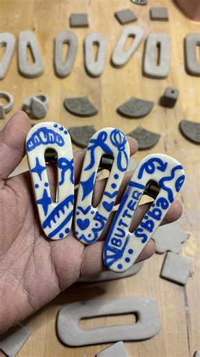 jenney ❀ on Instagram: "i absolutely love hair accessories 💌 here’s me making some ceramic barrettes 🪄🌟 :) . . . #claystudio #barrettes #hairaccesories #ceramics"