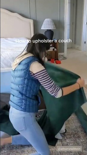 How I reupholster an old couch. #diyproject #upholstery... #Shorts #athomewithxin