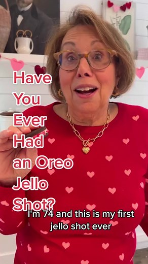 Valentine Oreo Jello Shots 💝 This fun Valentine treat makes the perfect Galentine party dessert. So unexpected and fun. You will never look at Oreos the same way again. Cheers to girlfriends and all friends. XO Babs 💝INGREDIENTS: 1 c. vodka 2 envelopes gelatin 1 c. boiling water 1 - 14-oz. can sweetened condensed milk 1 package Oreos 💝INSTRUCTIONS: Spay a small sheet pan with cooking spray. In a bowl, combine vodka and gelatin and let sit 2 minutes. Add boiling water and stir until gelatin di