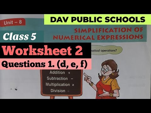 DAV maths class 5 Chapter 8 worksheet 2