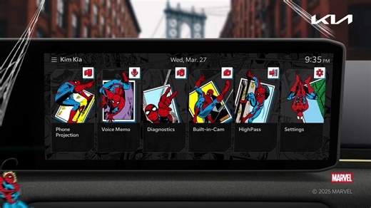 A bold new way to personalize your drive. Inspired by the iconic Web-Slinger, the new Marvel's Spider-Man Retro theme brings heroic energy to your dashboard. Explore other themes in Kia Connect Store. https://owners.kia.com/content/owners/en/kiaConnectStore.html #Kia #KiaConnectStore #SpiderMan #Marvel Display themes to be released are subject to change. Availability and features may vary by model, model year, trim level, and vehicle software version. Kia Connect subscription required. Kia Conne