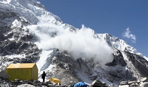 Massive Avalanche Roars High Above Everest Base Camp