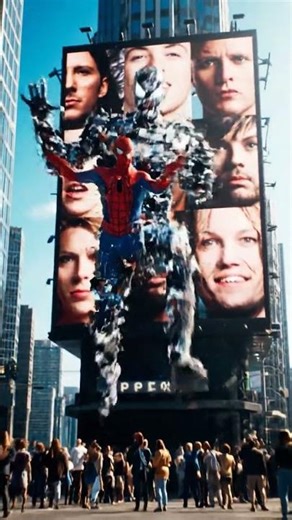 Digital Billboard Stares at Spider-Man & Skeleton#Shorts#YouTubeShorts#Viral#Trending#FYP
