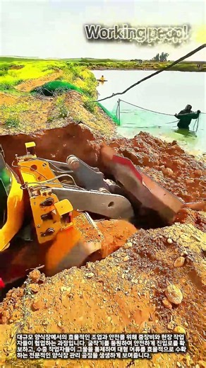 중장비를 활용한 효율적인 양식장 관리 및 수중 조업 과정 #workers #process #industry #equipment #management