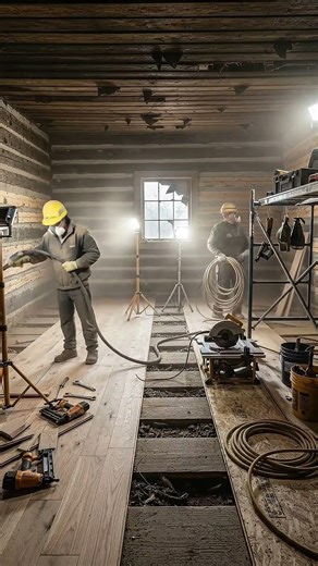 Log cabin interior before vs after renovation