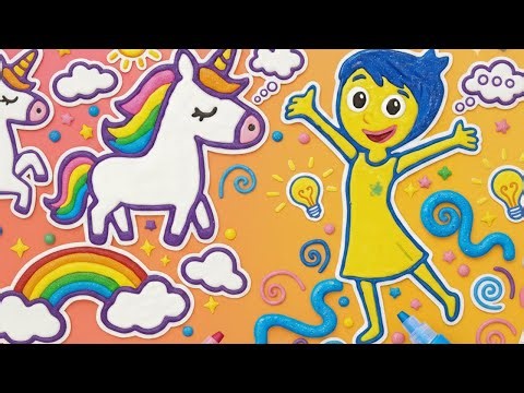 🎨✨ How to Draw Magical Creatures 🦄🌈 and Inside Out Characters 😀💜 with Puffy Magic Markers 🖍️