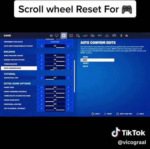 Scroll Wheel Reset for Fortnite Controller