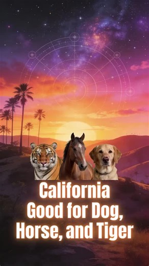 California is good for those born in the years of Dog, Tiger, and Horse From the astrology perspective, the state of California carries the energy of the Year of the Dog, since it was officially formed in 1850. 🌕✨ This makes California naturally compatible with people born in the Years of the Tiger, Horse, and Dog. If you were born in the Year of the Tiger, such as 1974, 1986, 1998, or 2010, you share a creative, courageous, and dynamic connection with California. The state’s vibrant and innova
