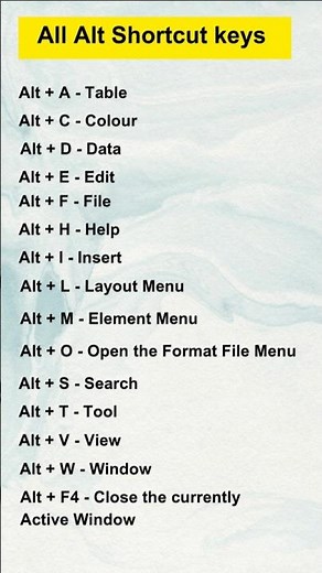 All Alt Shortcut Keys #shorts
