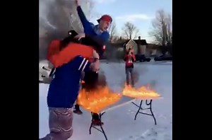 Buffalo Bills Fan Set On Fire After Going Through Flaming Table (VIDEO)