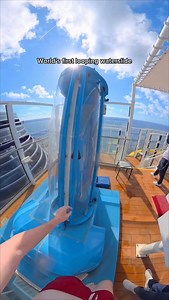 Looping waterslide: ever seen something like this? 😳💦 Step into the launch capsule, cross your arms, and wait for the floor to drop. You plunge straight down before racing through a loop high above the ocean. 6 different ships of Norwegian Cruise Line have a waterslide with looping. 🤗 #cruise #waterslide #waterpark #adrenaline #drop | Themepark_Explorers