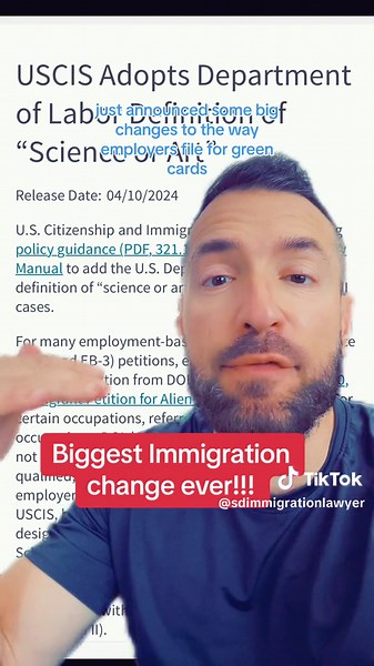 Biggest immigration change for EB2 and EB3! now adding reference to DOL’s regulatory definition of “science or art” into our policy to align with DOL, as it relates to Group II. When designating Schedule A, Group II, DOL defines science or art as “any field of knowledge or skill with respect to which colleges and universities commonly offer specialized courses leading to a degree in the knowledge or skill.” #eb2 #eb3 #greencard #immigration #i140 #employementvisa