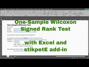 Excel - One-Sample Wilcoxon Signed Rank Test with stikpetE