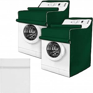 BlueStars 2PCS Washing Machine Covers with Laundry Bag: Perfect For Top-load and Front-load Washer/Dryer - Premium Outdoor Protection For Most Washer Dryer Cover - W29”x D28”x H40” (Green)