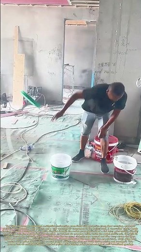Pressurizing Buckets: Construction Worker Uses Compressed Air To Blow Paint Bucket Lids Free