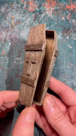 How to make a miniature wooden coffin!! #howto #miniature #dead #realistic #handmade Graveyard scene coming soon! 🪦 | Miniature Model Making