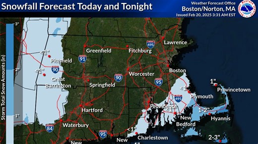Weather forecast: Snow expected today in parts of MA, including Cape Cod and South Shore