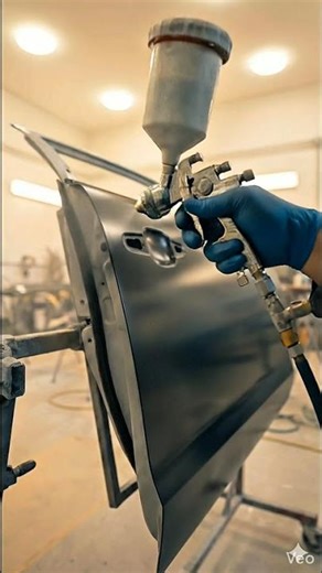 ASMR Car Door Painting Matte Black Spray Finish Satisfying Auto Paint Process