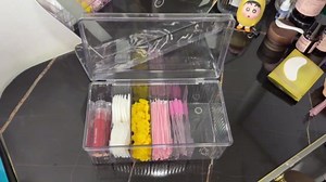 Lash Extension Organizer and Storage - Acrylic Lash Cart Organizer for Lash Techs, Clear Eyelash Extension Supplies Storage Box with Lid, Beauty Organizer Container