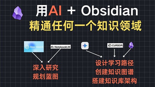 AI一键搭建Obsidian知识库架构和学习路径，从0开始学习并精通任何一个知识领域。