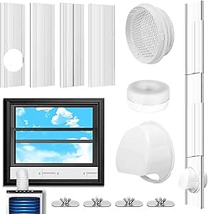 Portable AC Window Vent Kit with Universal Coupler for 5.1"/5.9" Exhaust Hose, Upgraded Mobile Air Conditioner Window Seal Kit with 4 Adjustable Seal Panels for Horizontal & Vertical Sliding Windows