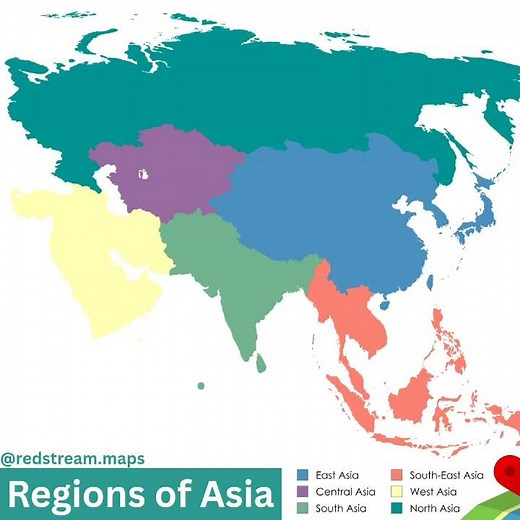 Regions of Asia!! #map #asia #regions #countries #continent #youtubeshorts