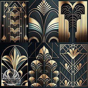 Art Deco Pattern Digital Graphics: High Resolution for Printing, Retro Art Deco Pattern Instant Download - Etsy