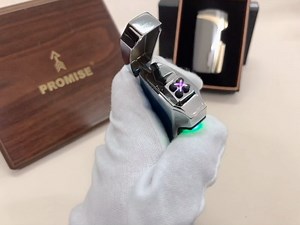 Windproof Arc Lighter X Plasma Lighters Rechargeable USB Lighter Electric Lighter for Cigarette with LED Display Power (Blue)