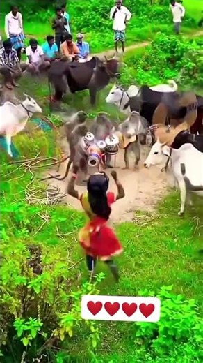 Village Festival with a Twist: Monkeys Playing Instruments!