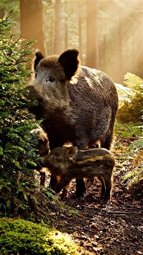 Mother boar and her piglets #wildlife #animals