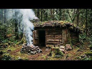 6 Days on a Deserted Island – Building a Cozy Survival Shelter with an Indoor Fireplace