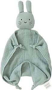 Organic Cotton Bunny Loveys for Babies,Newborn Baby Lovey Security Blanket,Lovies for Babies New Born Baby Unique Neutral Gifts Boys and Girls (Bunny-Green)