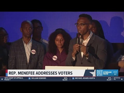 Christian Menefee speaks after defeating Al Green in District 18 Democratic primary