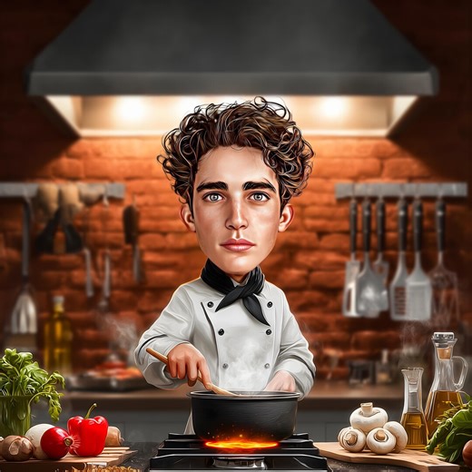 Custom Chef Cartoon Portrait | Personalized Chef Drawing | Chef Caricature | Funny Chef Gift | Gift for Chef | Custom Caricature From Photo - Etsy