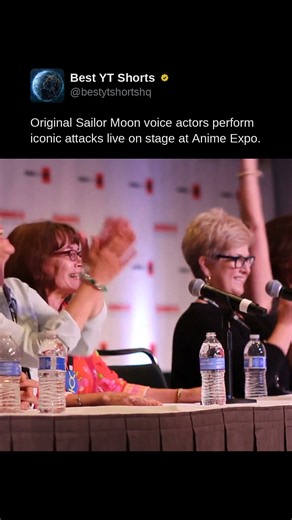 Original Sailor Moon voice actors perform iconic attacks live on stage at Anime Expo.