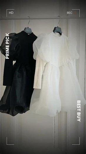 DOLLY WORLD PUFF LONG SLEEVE BALLOON ORGANZA DRESS WITH COTTON BODY black