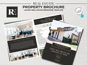 Luxury Real Estate Brochure, Real Estate Flyer, Real Estate Marketing, Folded Brochure, Canva Template, Open House Flyer, Agent Marketing - Etsy