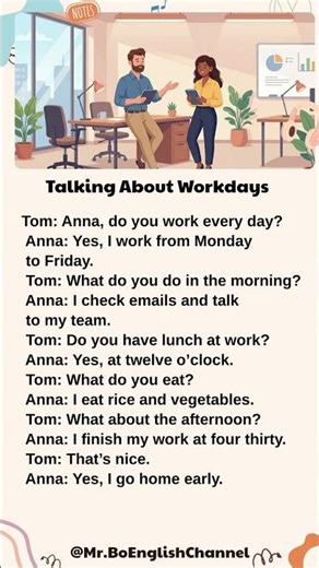 Talking About Workdays #learnenglish #englishforbeginners #englishspeaking #englishconversation