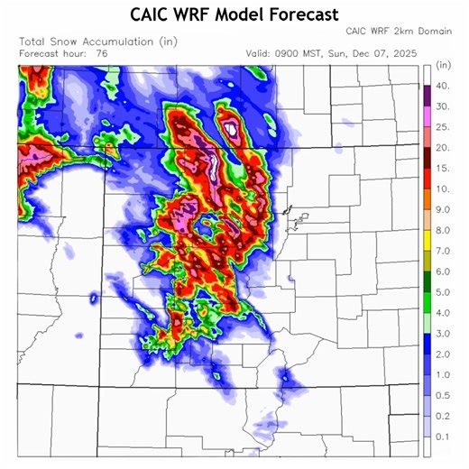 🌨️ Forecast for Fri, Dec. 5 – Heavy Snow & Wind Arrive Friday Night 🌨️ Avalanche danger is MODERATE across much of the state on Friday, but that’s about to change. A high-moisture storm with strong winds arrives tonight, lasting into Sunday, and will rapidly load the snowpack. ⚠️ An Avalanche Watch is in effect for the Park Range. Heavy new snow and strong winds will create very dangerous avalanche conditions starting Friday night through Sunday. Travel in avalanche terrain is not recommended 