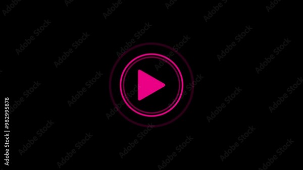 Video player button icon animation, music play button animation.