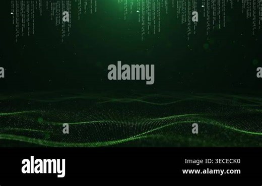 Abstract digital data wave hologram 3D code Digital buildings Big Data Particles binary code glowing particles dynamic lines on a dark background, concept of technology data visualization 3d animation Stock Video Footage - Alamy