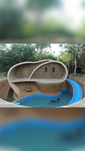 Primitive House Tour: Epic Pool Slide & Nature Views! #shorts